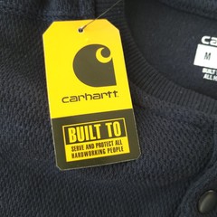 NWT Carhartt MEDIUM Relaxed Fit Heavyweight L/S Henley Pocket Thermal Shirt Navy