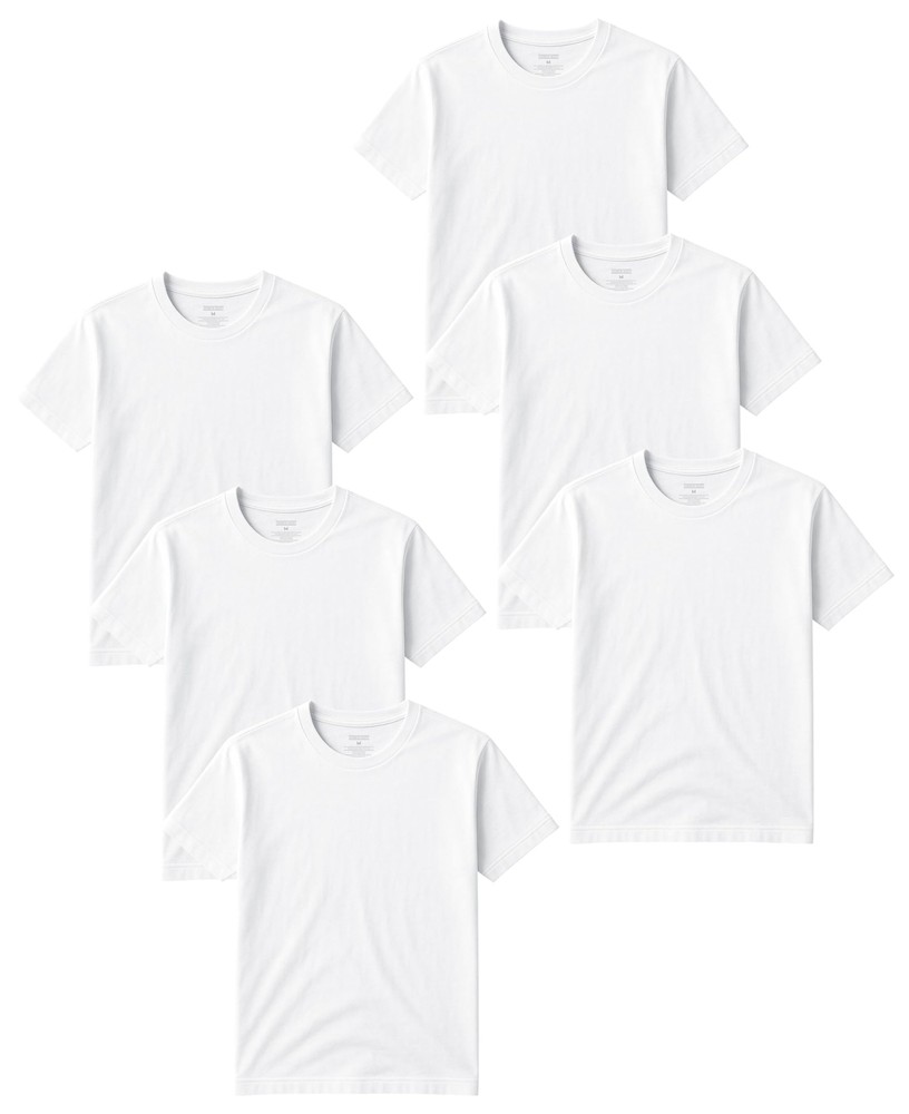 6 Pack Mens Short Sleeve 100% Cotton Crew Neck T Shirt 6X Big Super Bright White