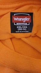 Wrangler Workwear Orange Pocket Crewneck Short Sleeve Work Tee Men’s 2XL