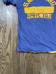 Vintage 60s 70s Sandburg High School Phys. Ed. Blue/ Yellow T Shirt Size Medium