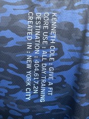 Kenneth Cole Active T Shirt Large Blue Camo Crew Neck Tech SS Tee NWT $49