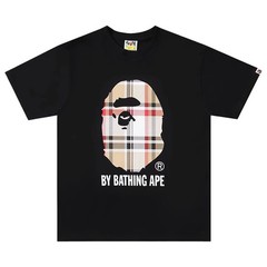 BAPE Check Ape Head T-Shirt Black Multi Beige | A Bathing Ape Medium Size