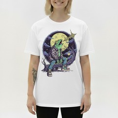 Funny Frog Flannel Howling Moon Spooky Tree Retro Graphic Tee Gift Men