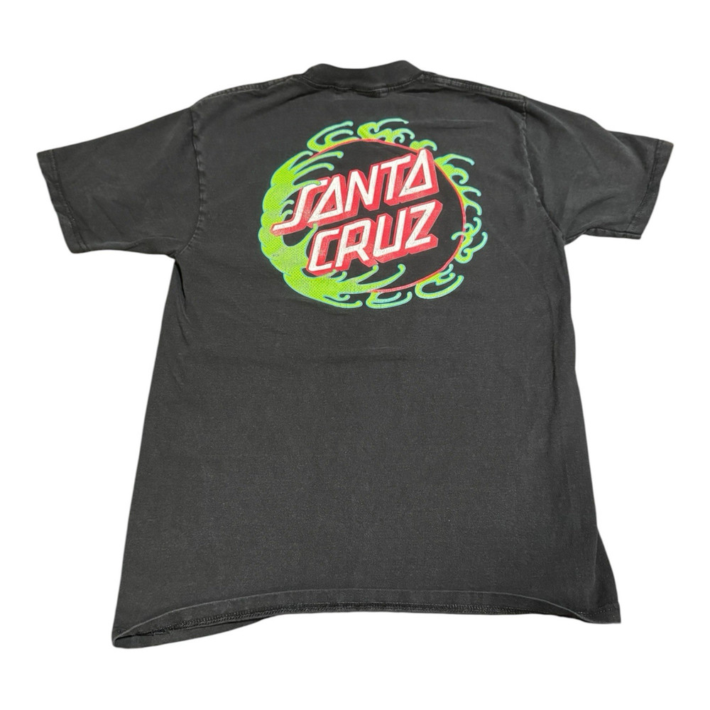 Santa Cruz Double-Sided Logo Graphic Print Black Crew Neck T-Shirt Men’s M