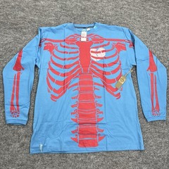 LRG Dead Serious Shirt Mens 3XL Blue Skeleton Lifted Research Group Kanye Glow