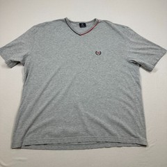 Tommy Hilfiger Challenge V Neck Gray Y2K T-Shirt – Size XXL