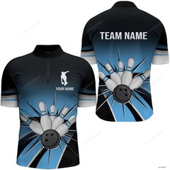 Black & Gold Bowling Custom Bowling Jersey Team Shirt S-5XL