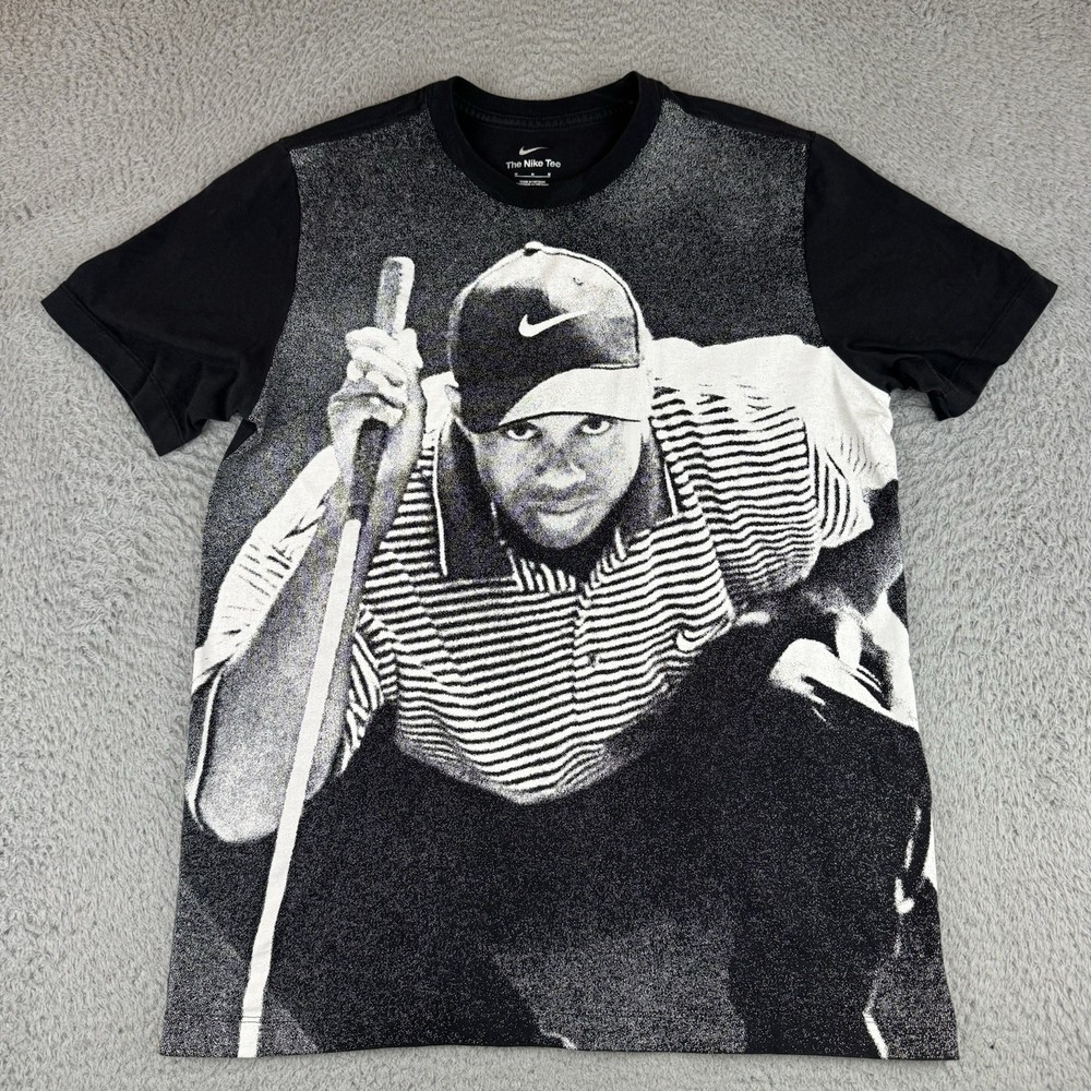 Nike Tiger Woods TW 25th Anniversary Graphic T Shirt Black Mens Medium Golf