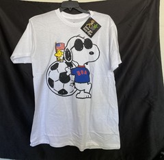 ⚽Peanuts Joe Cool Snoopy & Woodstock USA Soccer FIFA Tee XL American Flag Shirt