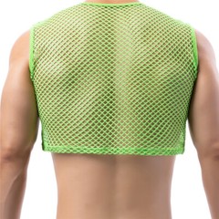 Men Mesh Mini Vest Crop Tops Sexy Muscle Sports Gym Transparent Fishnet T-Shirts