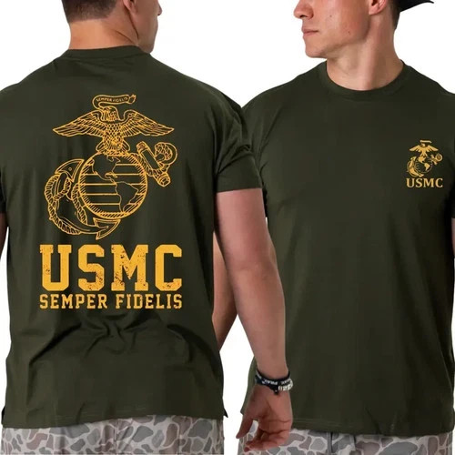 U.S. Marines T-Shirt, Bold USMC Eagle Globe Anchor Graphic 2 Sides
