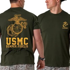 U.S. Marines T-Shirt, Bold USMC Eagle Globe Anchor Graphic 2 Sides