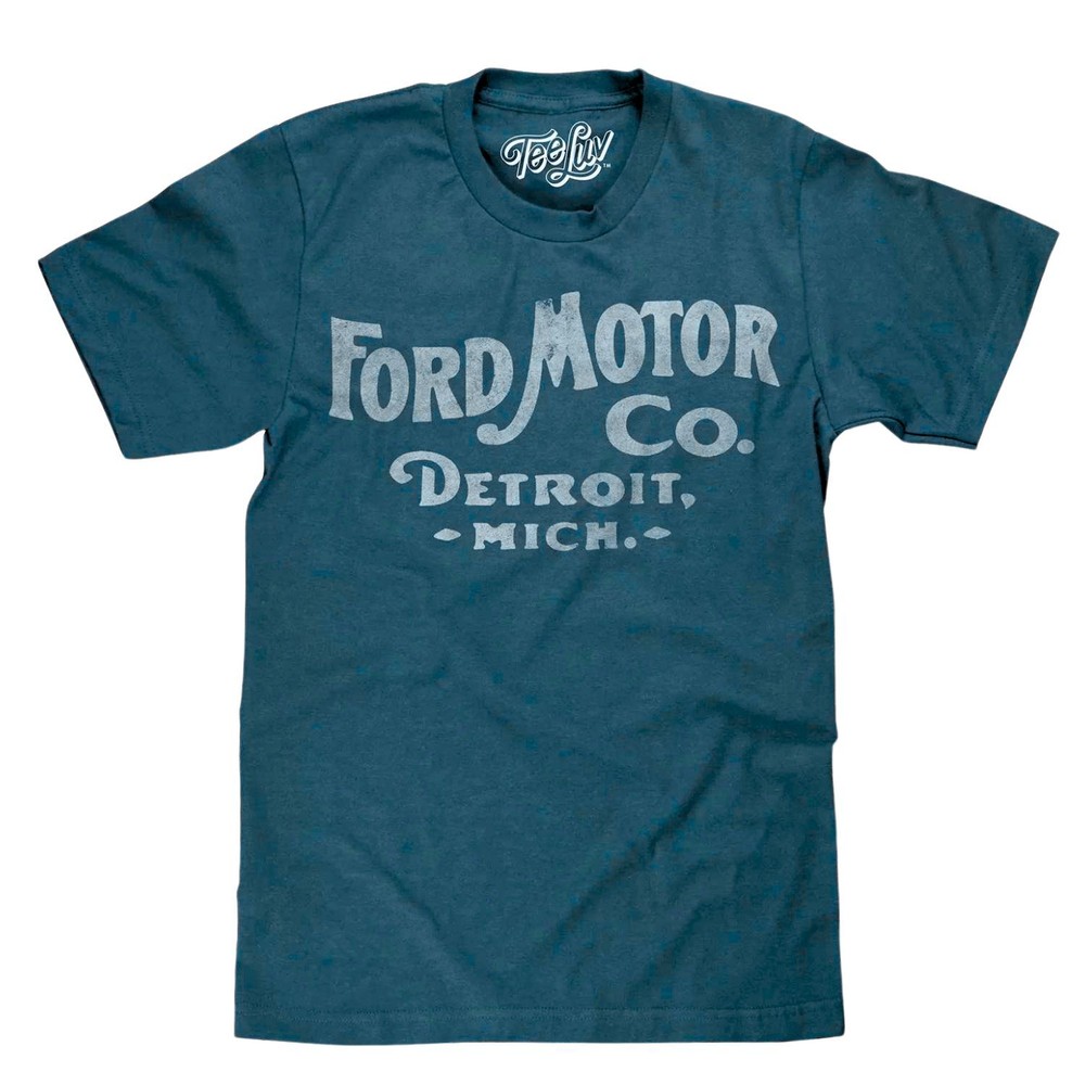Tee Luv Mens Ford Short Sleeve T-Shirt (Navy Heather, Small)