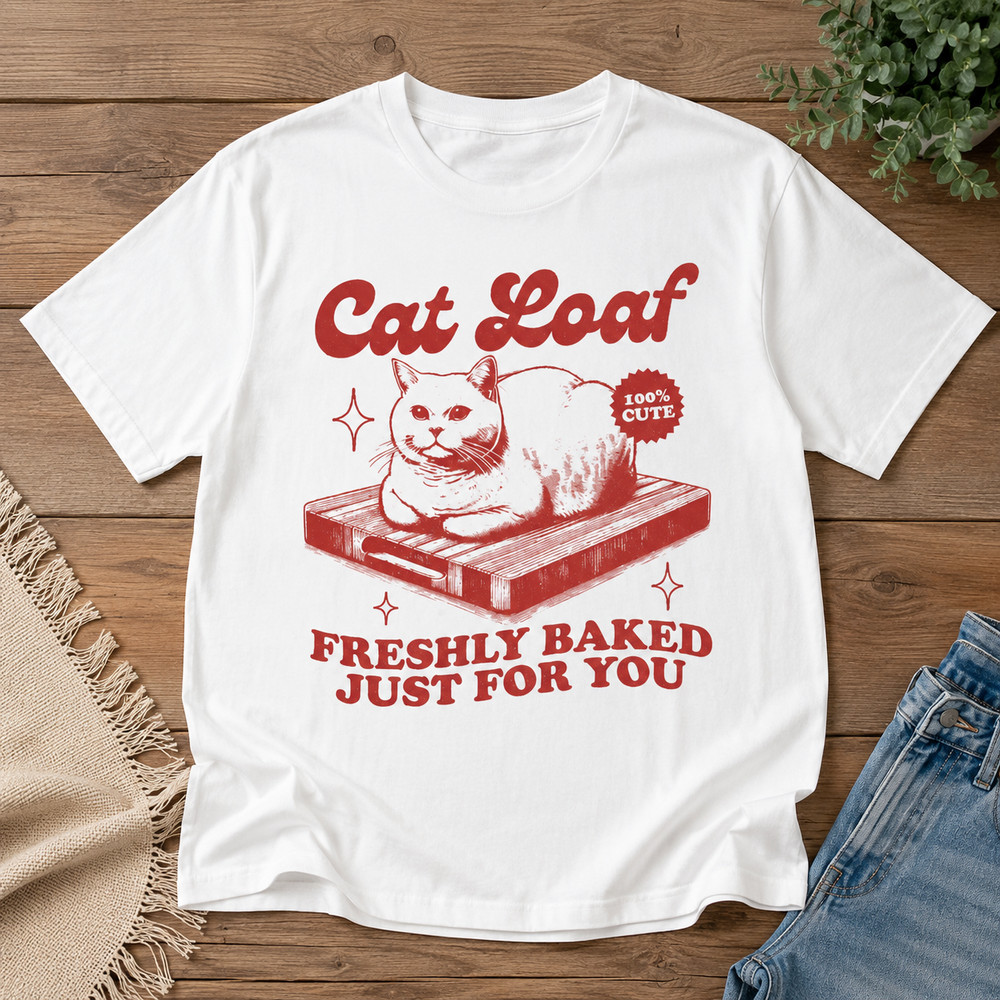 Cat Loaf Shirt Funny Cat Meme Graphic Tee Cute Cat Lover Gift