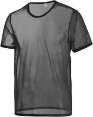 Zonbailon Mens Tops Undershirts Shirts Short Mesh Sleeve See Through T-Shirt