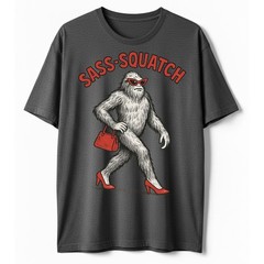 Sass-Squatch Bigfoot In Heels Funny Pun T-Shirt, Retro Novelty Sarcastic Tee