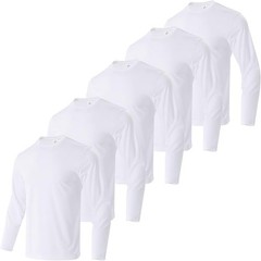 Men’s T-Shirt Long Sleeve 100% Cotton 5 Pack Plain Crew Neck Tees 2xl – 6XL