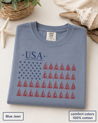 USA Sailboat Flag Comfort Colors Tee, Patriotic Coastal Fourth of July Shirt
