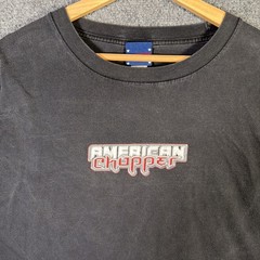 Vintage American Choppers Shirt Mens XL Black 90s Flames Chrome West Coast Biker