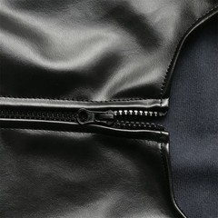 Sexy Men Zipper Mini Vest Sleeveless T-shirts Set Faux Leather Crop Tops+Shorts