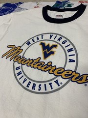 Vintage West Virginia Mountaineers University Logo Ringer T Shirt Size Large