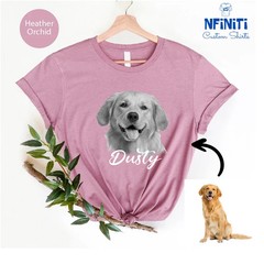 Custom Pet Portrait Comfort Tee Personalized Dog Cat Photo Shirt