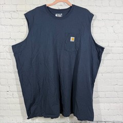 Carhartt Relaxed Fit Pocket Sleeveless T-Shirt Men’s 4XL Navy Blue Work Cotton