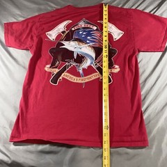 Guy Harvey BlueWater Firefighter Fire Department Swordfish Pocket T Shirt Size M