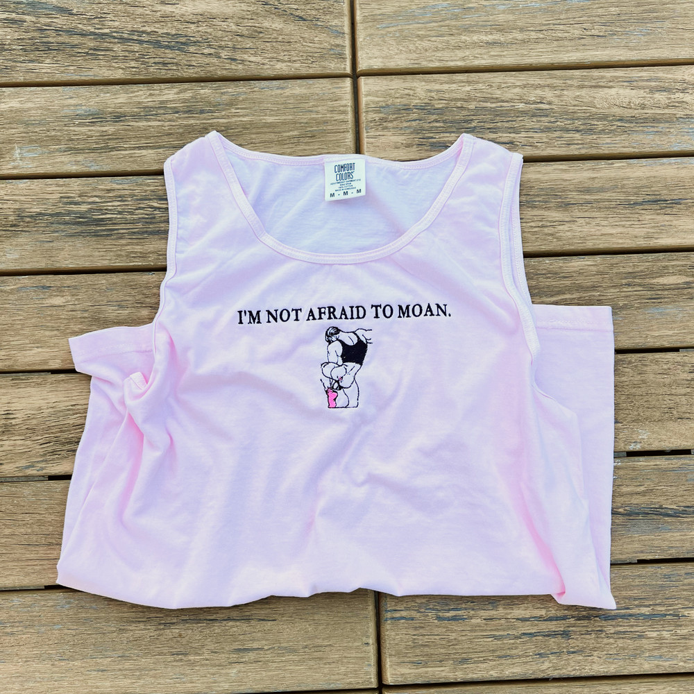 Tom Of Finland art BOTTOM custom embroidery mens pink cotton premium tank top