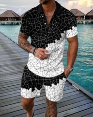 Summer Mens Outfit 2-Piece Set Sweatsuit Short Sleeve T Shirts & Shorts Set 2024