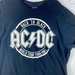 AC/DC Tshirt Mens XL Back In Black World Tour 1980-1981 Hard Rock Metal Band Tee