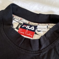 FILA x Pierre Cardin Men’s L Black Graphic Logo Crew Neck Knit T-Shirt SS