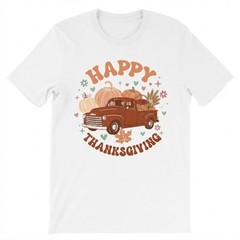 Vintage Thanksgiving Truck Pumpkin Wheat Berries Retro Fall T-shirt