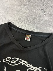 Vintage Ed Hardy By Christian Audigier Cross T-Shirt Rhinestones Y2K Black Hype