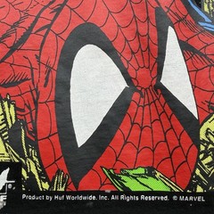 HUF x Marvel Venom vs Spiderman Men T-Shirt XL ‘Venom is Back Black’ Bleach Wash