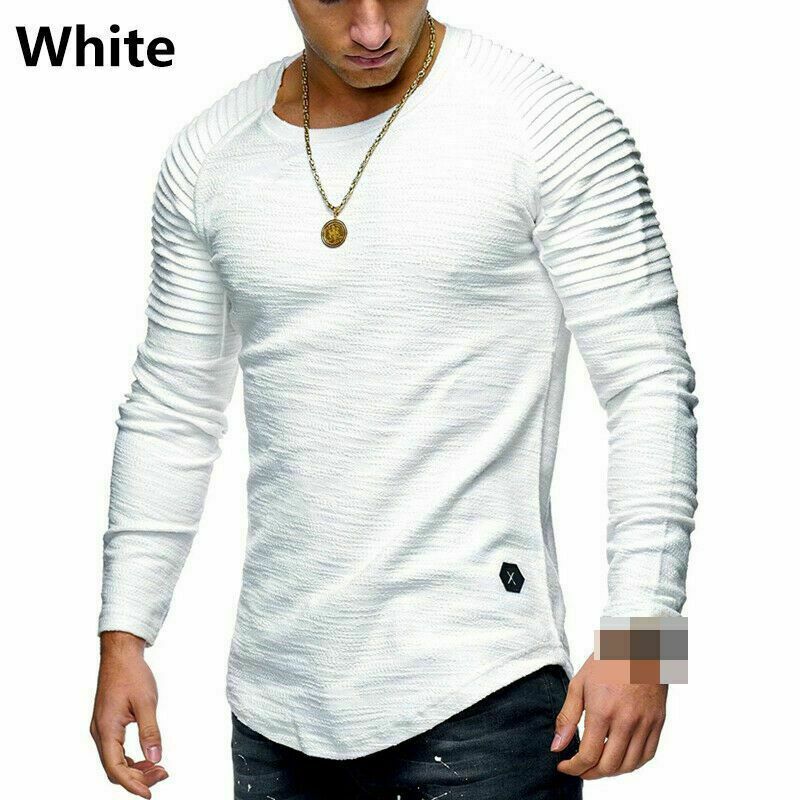 Blouse Tops Muscle Long Casual Slim Fit Tee Sleeve O Neck Men’s T-shirt S-3XL