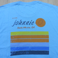 JOHNNIE O Mens M MEDIUM T SHIRT SUN LINE MALIBLU BLUE GRAPHIC SHORT SLEEVE GOLF