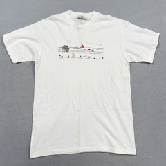 Vintage Orvis Shirt Mens Large White Beach House Sailboat Graphic Tee Nautical