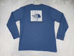 The North Face Shirt Mens Large Blue Crew Neck Long Sleeve Logo Graphic Tee