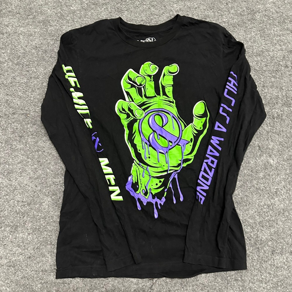 Of Mice & Men Long Sleeve Shirt Mens Size S Black Graphic Band Merch Warzone