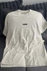 Fear of God Essentials Logo Gray Crew Neck Short Sleeve Cotton Jersey Tee L