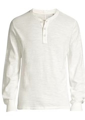 rag & bone Waffle Knit Henley Shirt Men’s L White Solid Long Sleeve Pullover