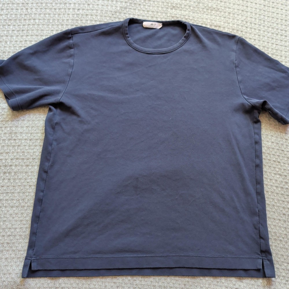Mr P Porter Shirt Mens Medium Blue Solid Cotton Crewneck T-Shirt Made Portugal