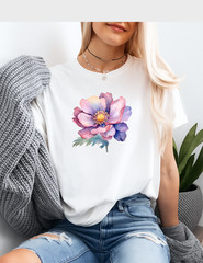 Watercolor Flower Graphic Tee Adult Botanical Floral Nature Tshirt Art Boho Gift