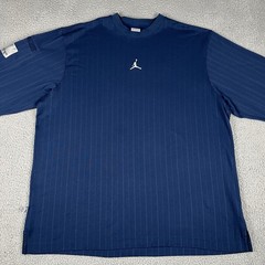 Nike Air Jordan Shirt Mens XXL Blue Pinstripe Jumpman Logo Long Sleeve Pocket