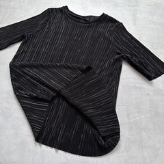 Japan Unbranded Issey Pleats Please Style Vintage Black Pleated T Shirt