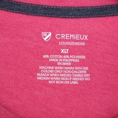 Cremieux Men’s Short-Sleeve Shirt Loungewear XLT Tall Man Berry Red Solid NWT
