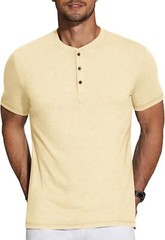 Men’s Short Sleeve Henley Shirt Casual Summer Tee Lightweight Breathable Solid T