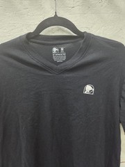Taco Bell v-neck Employee T-shirt Mens M black solid graphic print workwear