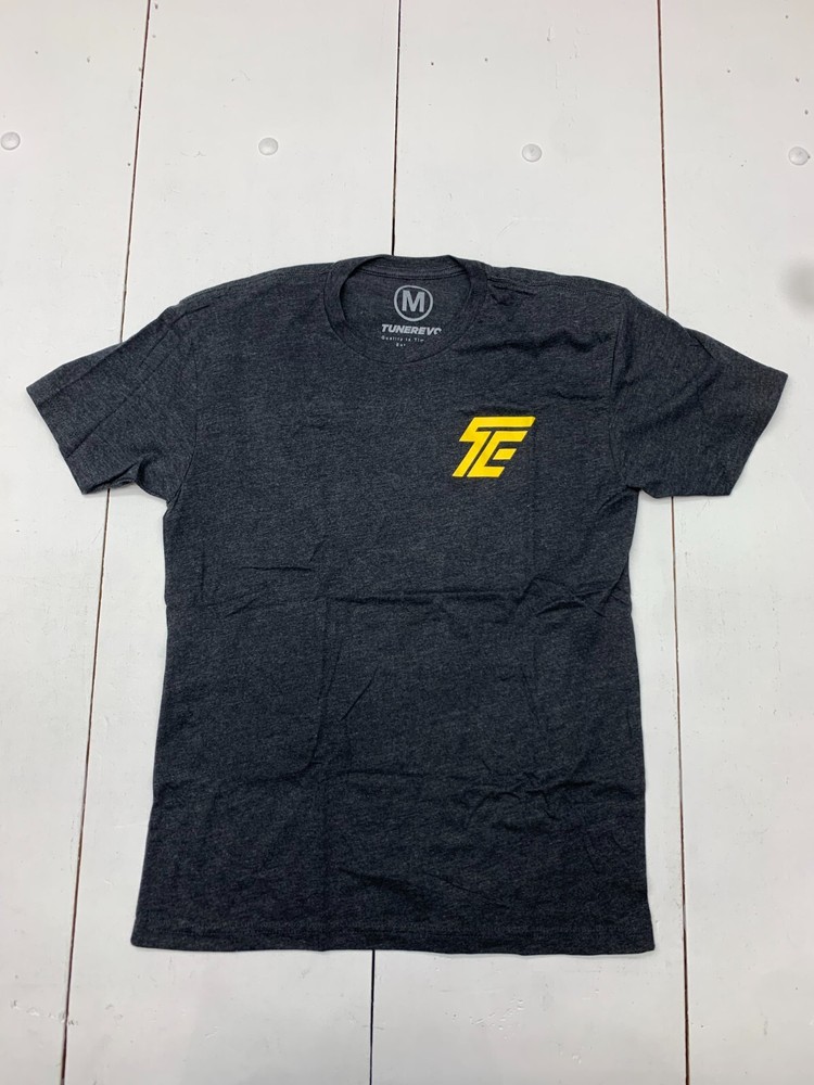 Tunerevo Mens Dark Grey Yellow Back Graphic Print Short Sleeve Shirt Size Medium